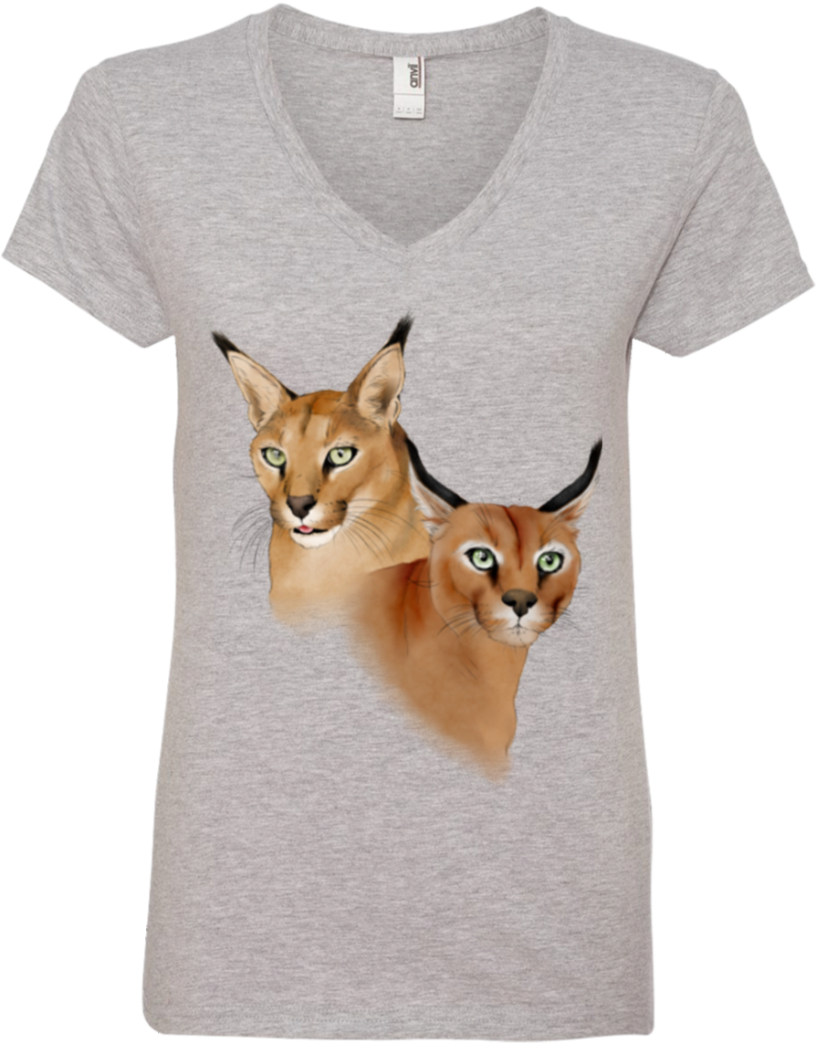 Chaos And Cyrus Caracal Color 88vl Anvil Ladies' V - T-shirt (1155x1155), Png Download