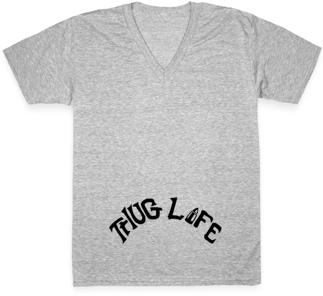 Thug Life Tattoo V-neck Tee Shirt - T-shirt (484x484), Png Download
