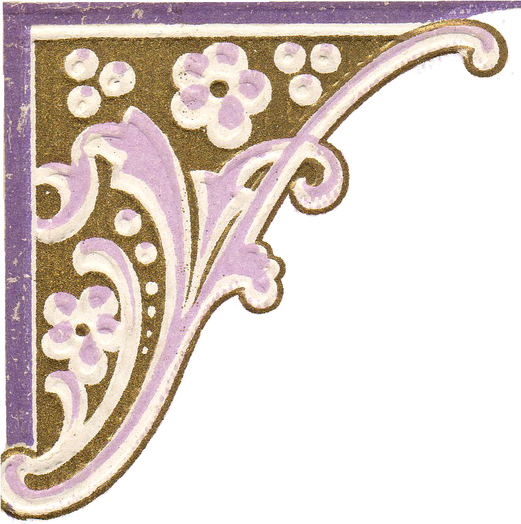 Left Corner Free Png Image From Vintage Post Card Lavender - Motif (756x780), Png Download