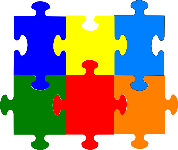 Jigsaw Puzzle Pieces Clip Art Picture - Blank Puzzle Pieces Colored (600x505), Png Download