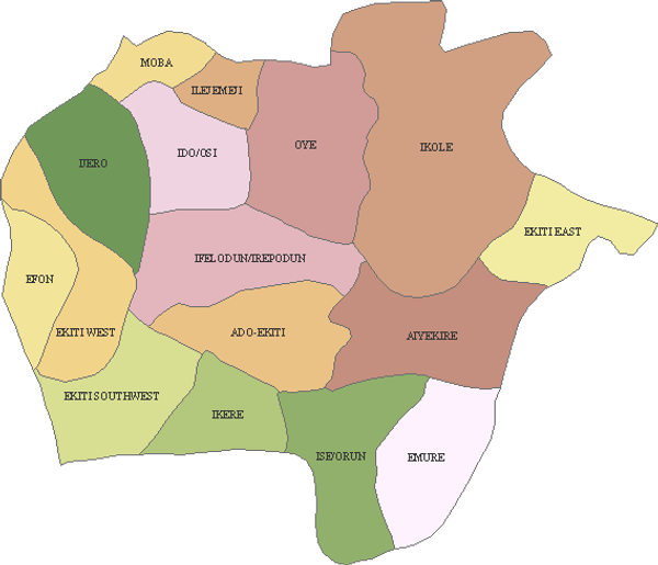 Ekiti Lg Polls - Map Of Ekiti State Nigeria (600x515), Png Download