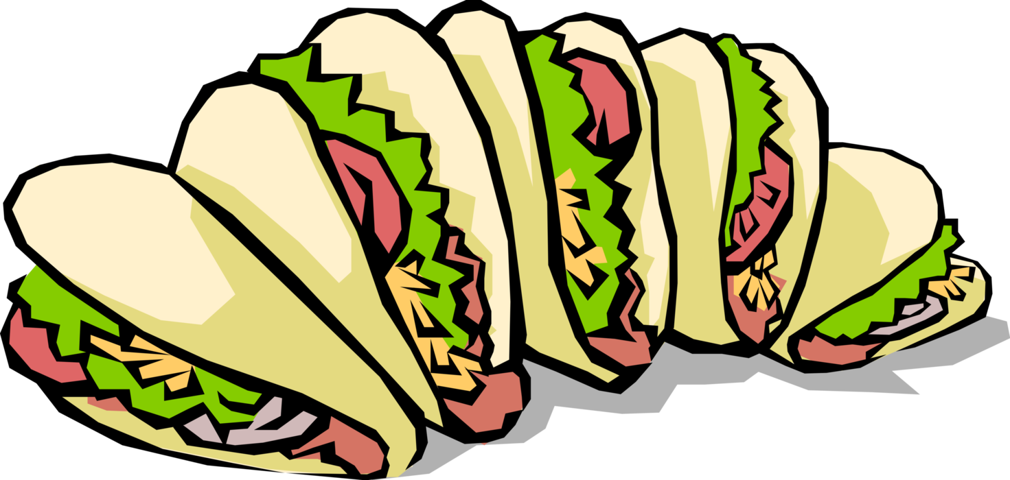Vector Illustration Of Mexican Cuisine Taco Corn Or - Street Taco Clip Art (1471x700), Png Download