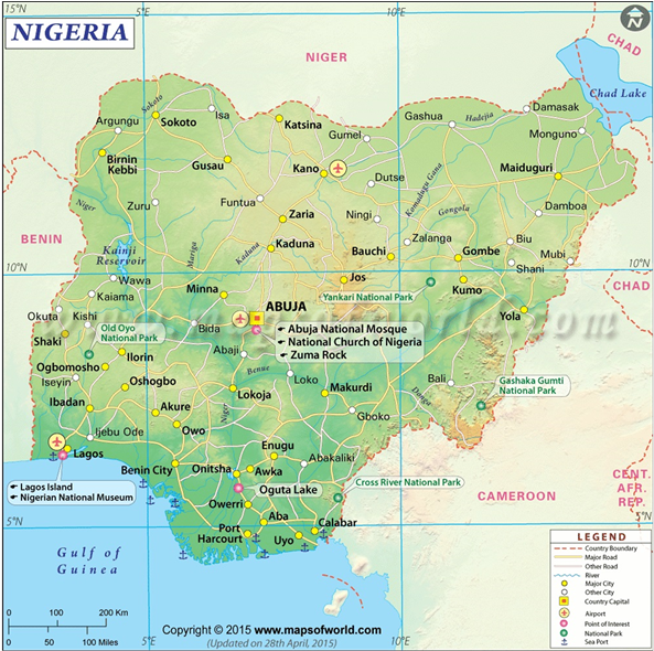Map Of Nigeria Showing The Position Of Owerri - Zuma Rock Map (903x589), Png Download