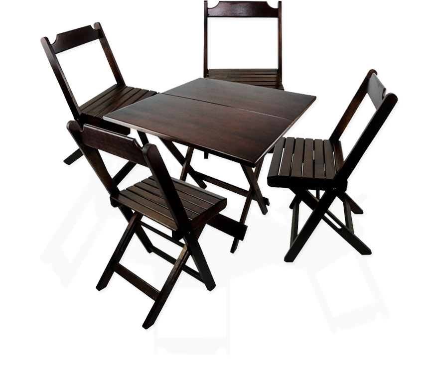 Jogo De Mesa 4 Cadeiras Madeira 70 X 70 Cm Dobráveis - Mesas E Cadeiras De Madeira (855x737), Png Download