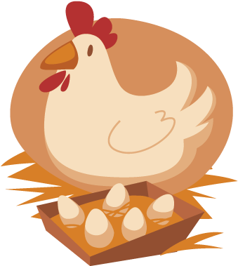 Kids Hen & Eggs Wall Sticker - Dibujo Gallina Y Huevo (374x378), Png Download