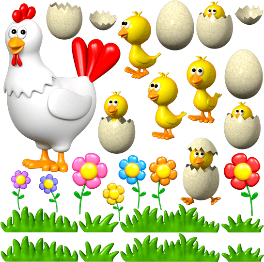 Kit Gallina Y Pollitos - Gallina Y Pollitos Png (600x580), Png Download