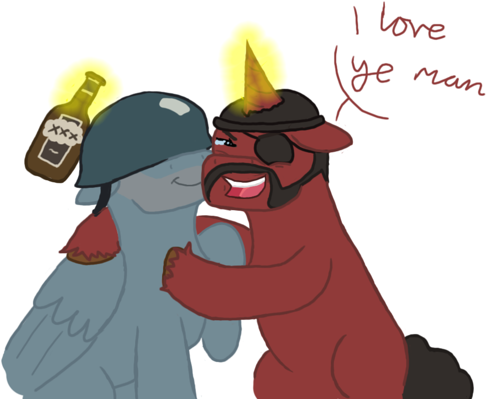 Paintpaw, Best Friends, Crossover, Demoman, Ponified, - Cartoon (1016x787), Png Download