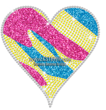 Fashionable Big Heart Iron-on Glitter Rhinestone Transfer - Heart (450x450), Png Download
