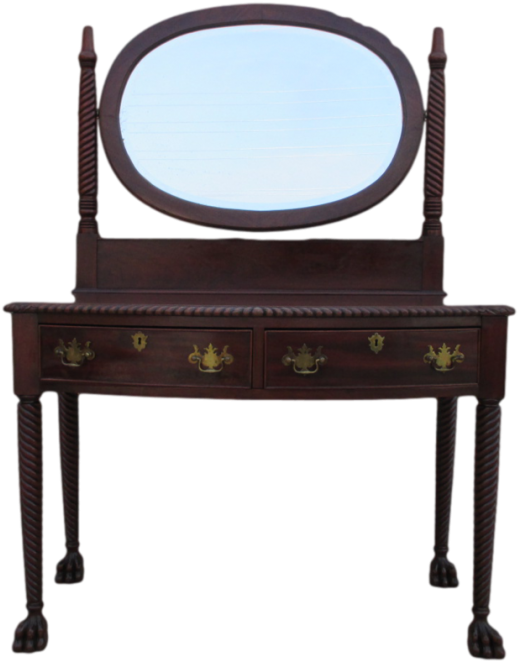 Antique Vanity Table With Mirror With Double Drawers - Table (860x860), Png Download