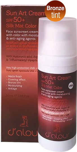 Sun Art Cream Spf 50 Silk Mat Color Bronze Tint - Bronze (551x945), Png Download