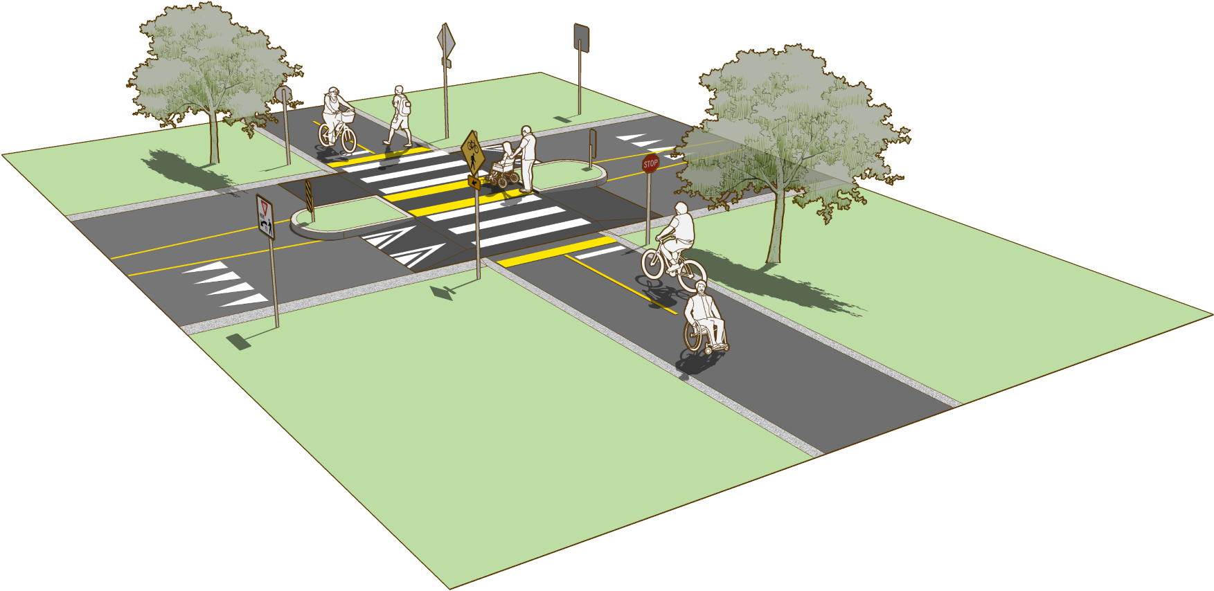 Shared Use Path Intersections (1920x953), Png Download