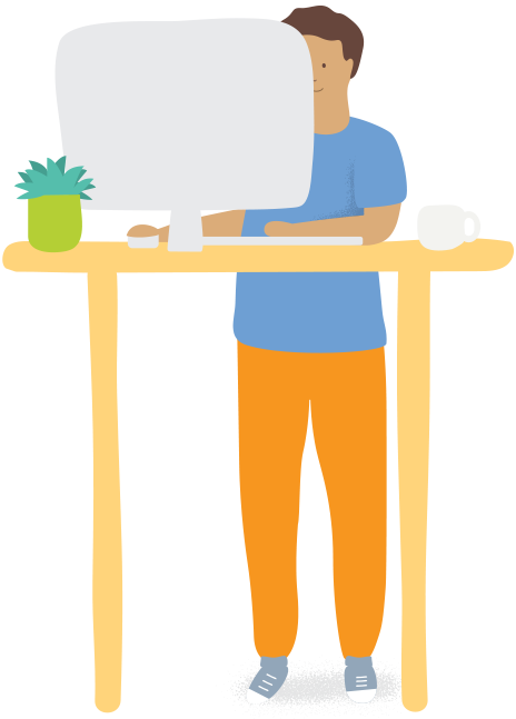 Person Standing Using A Computer - Person (464x647), Png Download