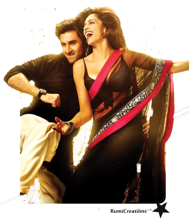 Png Images Of Ranbir Kapoor & Deepika Padukone - Deepika In Badtameez Dil Saree (614x709), Png Download