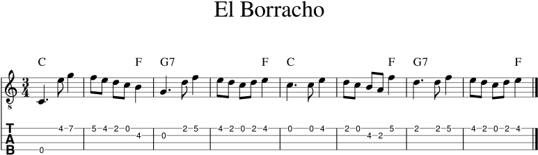 El Borracho Sheet Music 1 Of 1 Pages - Document (850x1100), Png Download