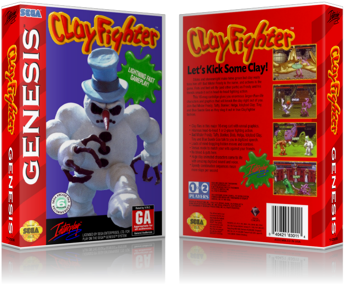 Sega Genesis Clayfighter Sega Megadrive Replacement - Clayfighter Sega Genesis Gen (800x650), Png Download