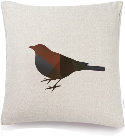 Sparrow Cushion Cover - Custom Blue Robin Silhouette Shower Curtain (432x505), Png Download