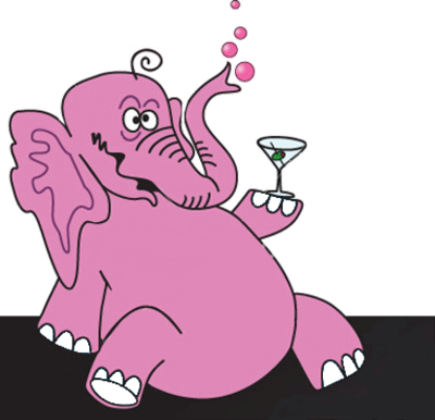 Pink Elephants (400x386), Png Download