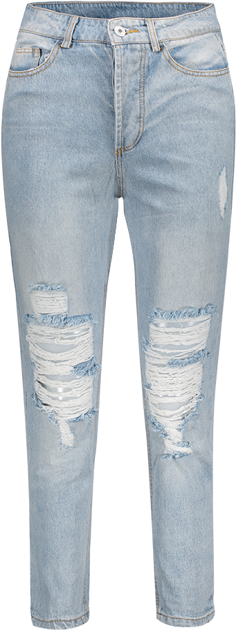 Bleach Wash Ripped Jeans - Clothing (700x931), Png Download