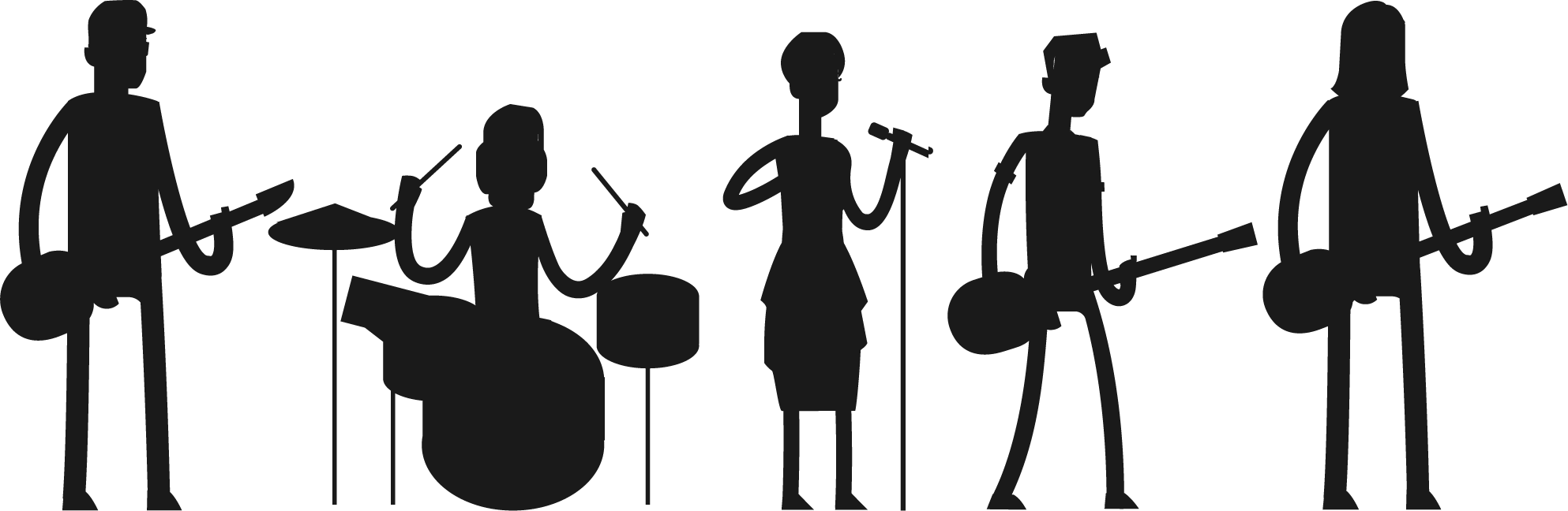 Pop Band Png Pluspng - Rock Band Silhouette Transparent (1986x648), Png Download