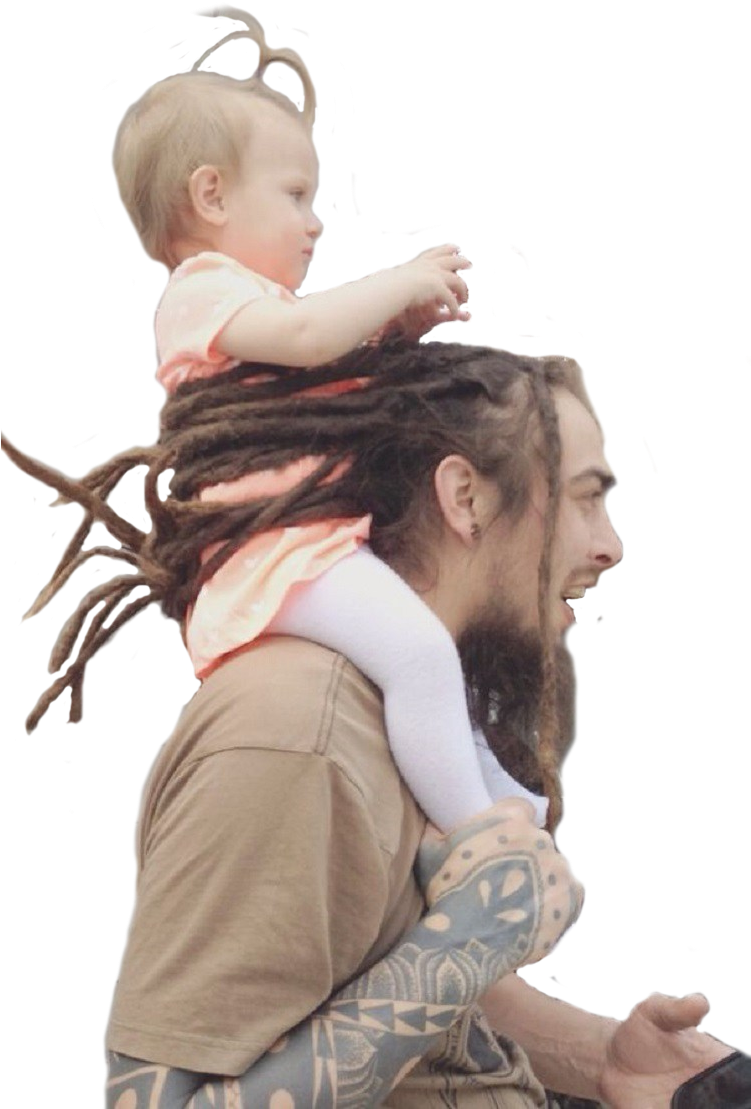 Man Holding Baby On Shoulders With Hair (750x1126), Png Download