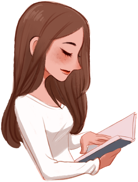 Girl Reading Book Png (509x720), Png Download