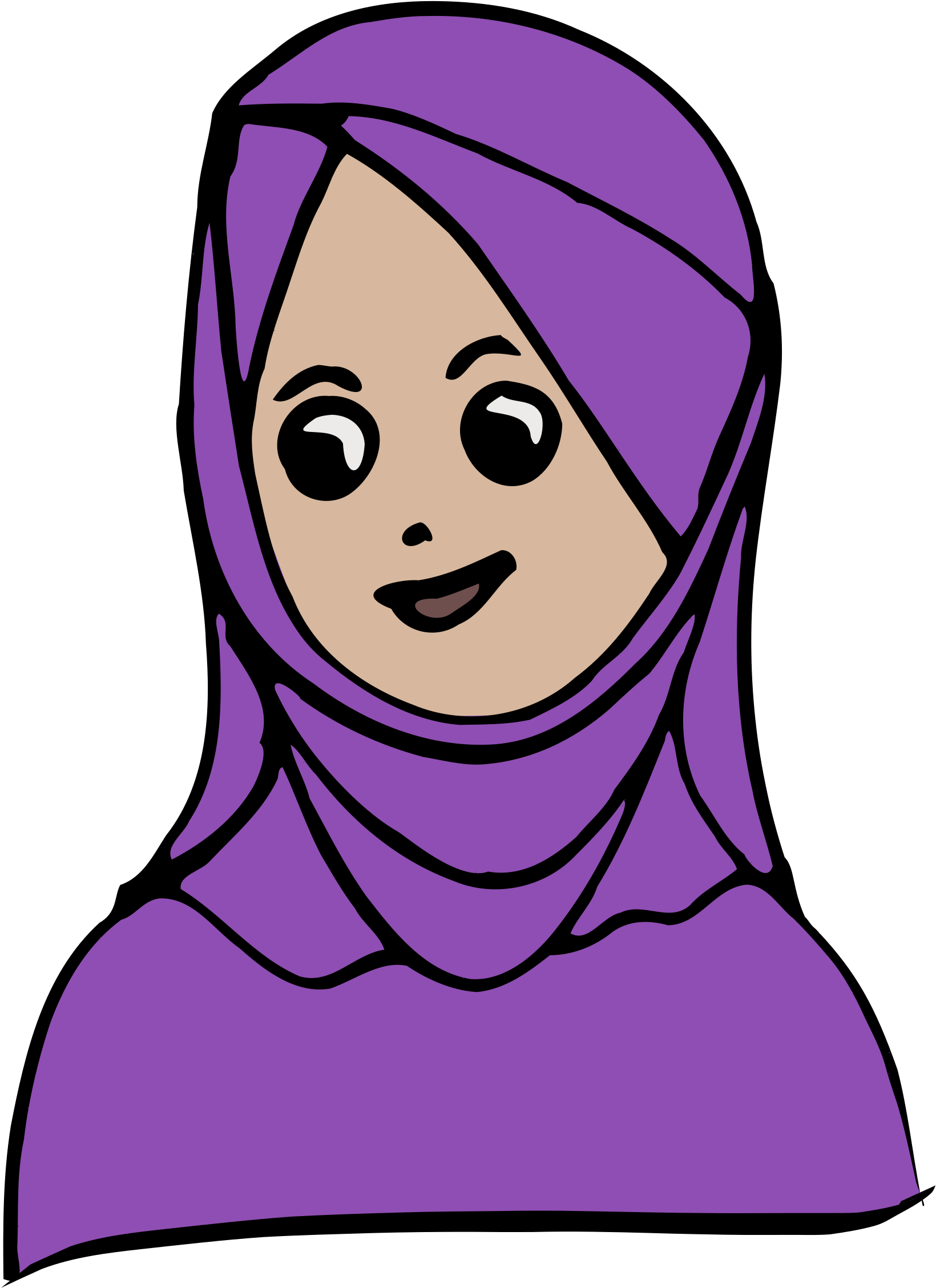 This Free Icons Png Design Of Girl With Headscarf Colour (1889x2400), Png Download