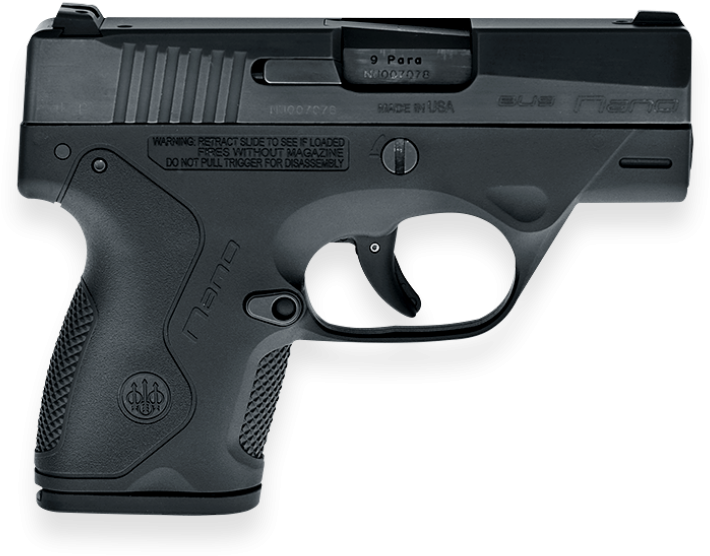 Bu9 Nano Pistol, Mm, Black, Facing Right - Pistol Facing Right Transparent Background (2000x959), Png Download