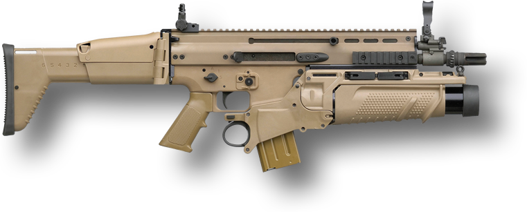 Fn Scar-l With Eglm Attached - Scar 16 Grenade Launcher (761x307), Png Download