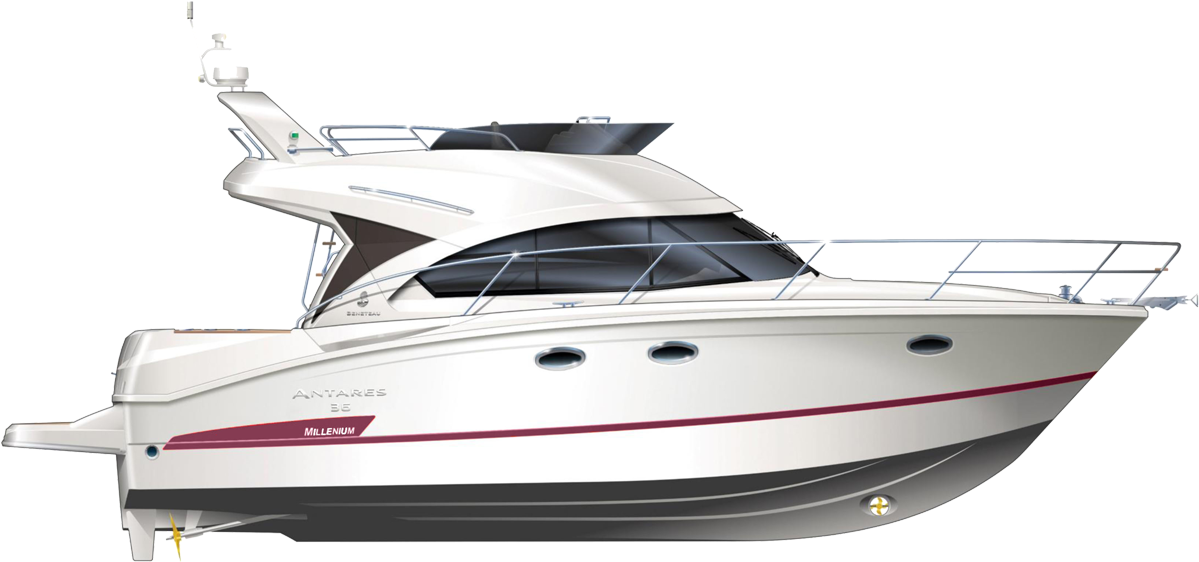 Beneteau Antares Range Line Drawing - Picnic Boat (1300x598), Png Download