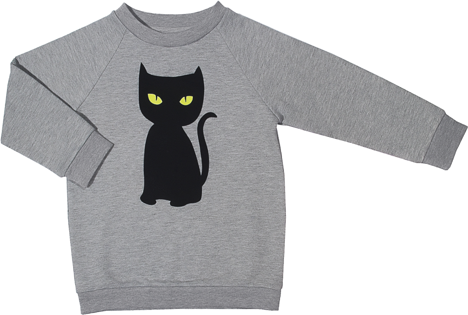 Little Man Happy Black Cat Basic Sweater - Black Cat (960x720), Png Download