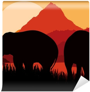 Elephant Family In Wild Africa Mountain Nature Vector - African Elephant (400x400), Png Download