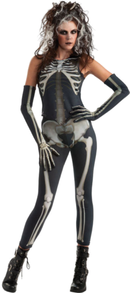 Create A Sexy Halloween Look With Our Ladies Skeleton - Halloween Skeleton Costume Women (366x580), Png Download