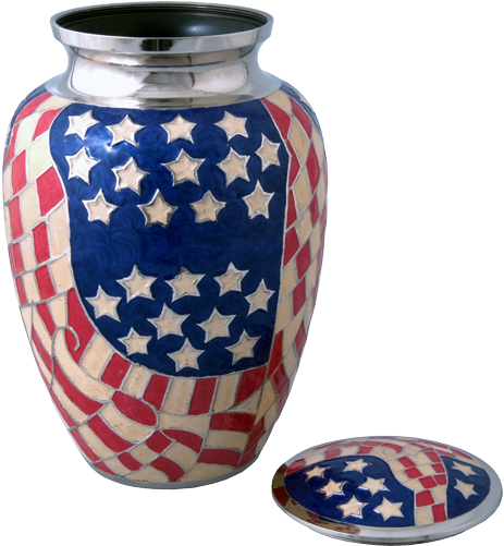 Full-size American Flag Brass Urn Shown With Open Lid - Flag Of The United States (500x500), Png Download