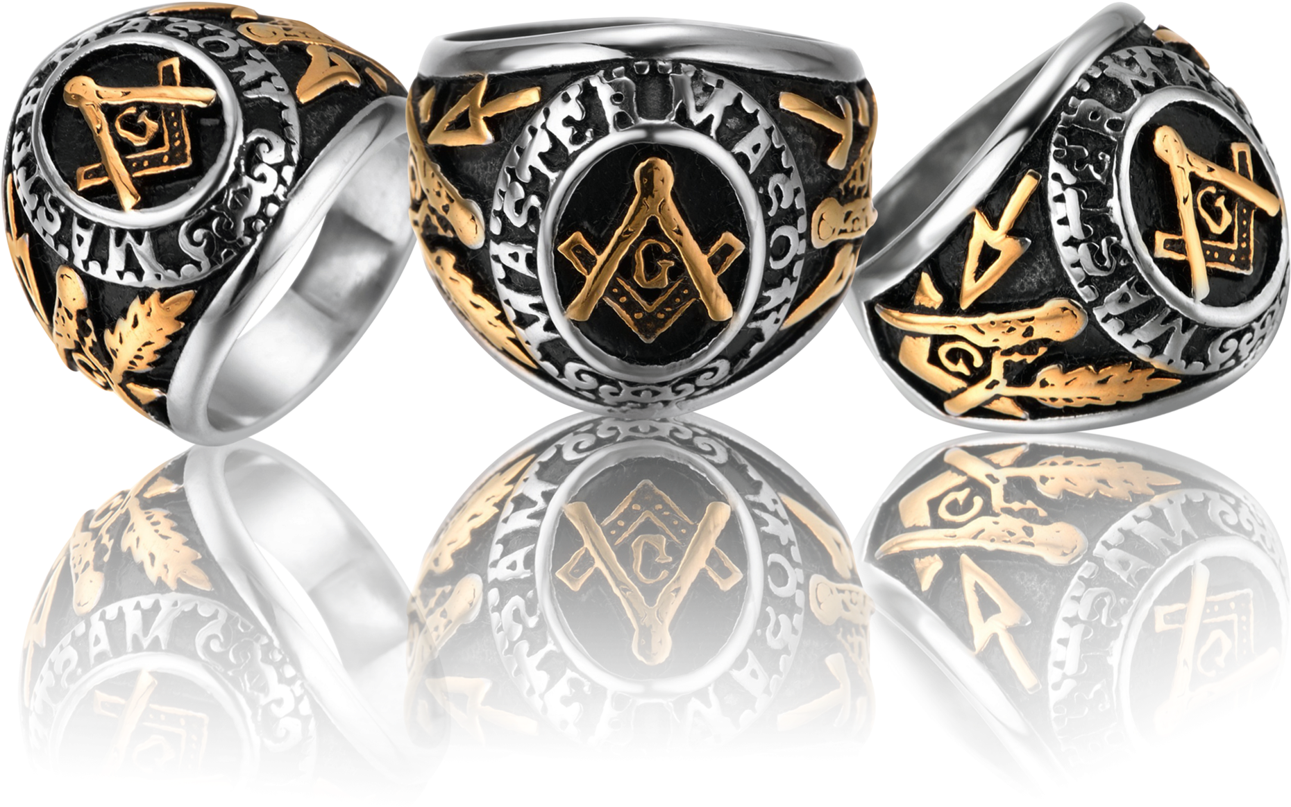 College Style 18k Gold Freemason Ring - Masonic Ring Gold Master Lodge Freemason Mens 316l (2048x1284), Png Download