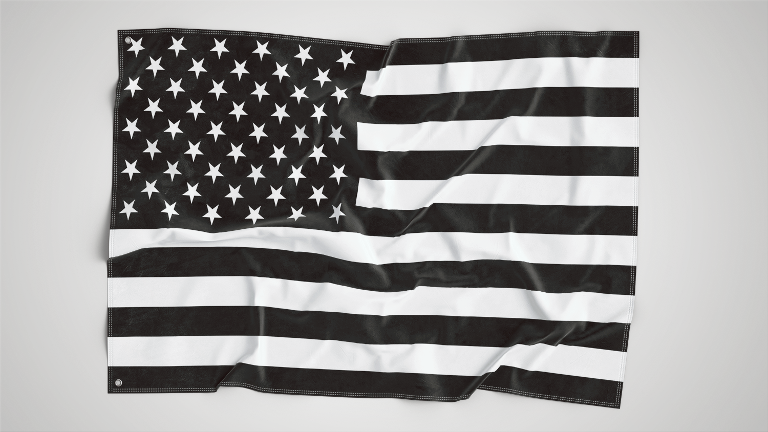 B&w American Wall Flag - Usa Flag (1500x844), Png Download