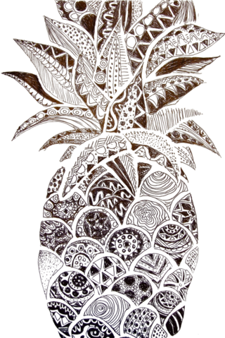 Pineapple With Designs - Mobile Phone (320x479), Png Download