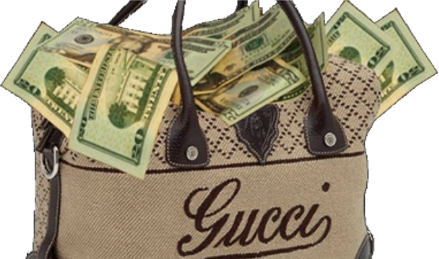 Money Bag Png - Gucci Bag With Money (1925x1085), Png Download