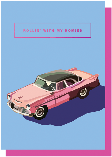 'rollin' With My Homies' - Antique Car (498x670), Png Download