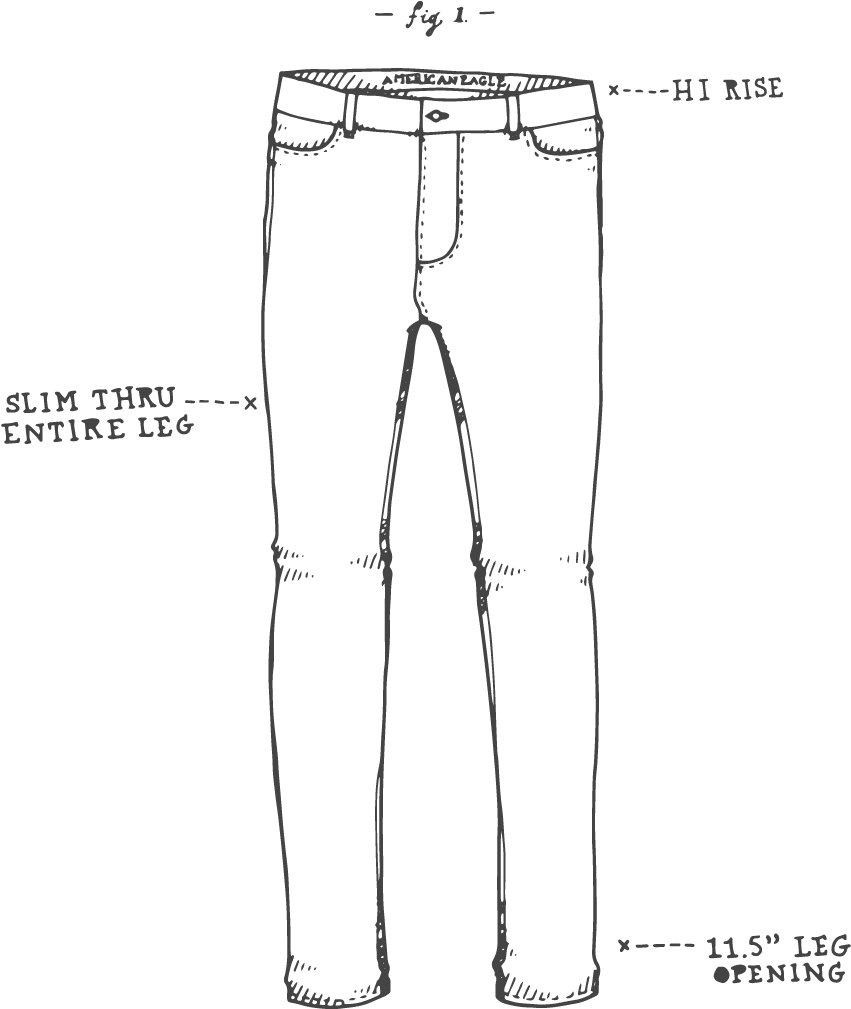 Jeansketch Hi Rise Skinny - Drawing (940x1104), Png Download
