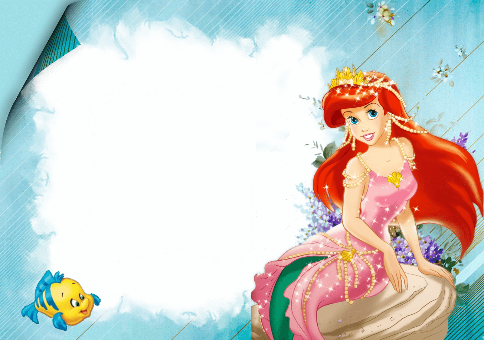 Marco Foto Sirenita Princesa - Princess Frame And Border (1600x1125), Png Download