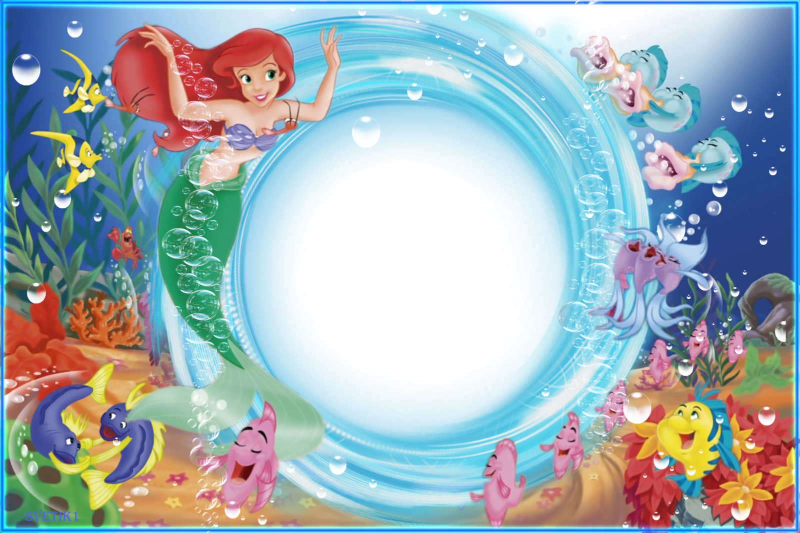 La Sirenita De Disney - Marcos Para Fotos De Sirenita (1600x1067), Png Download