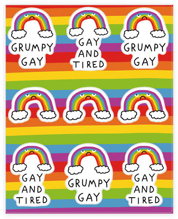 Grumpy Gay Rainbow Sticker/decal Sheet - Gay Rainbow (484x484), Png Download