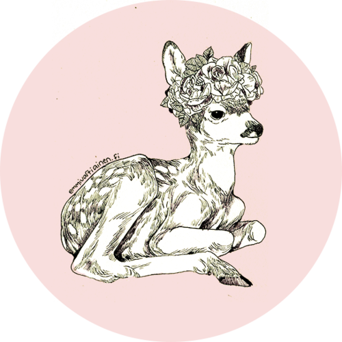 Transparent Stickers-0 - Deer With Flower Crown Drawing (500x500), Png Download