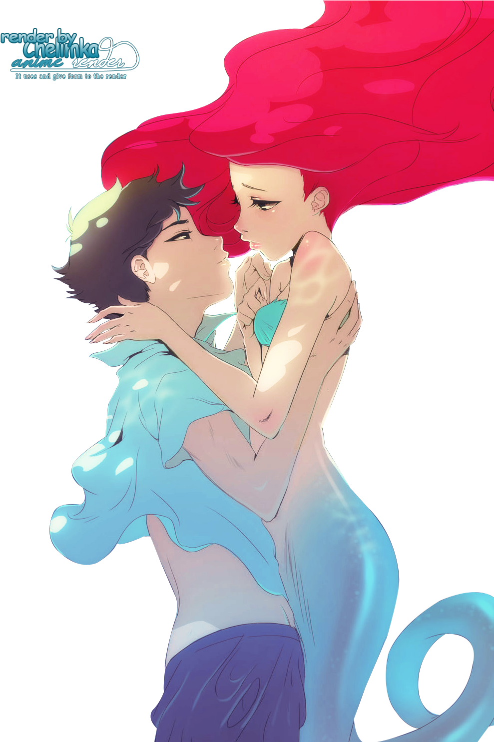 Little Mermaid Anime Style (1024x1484), Png Download