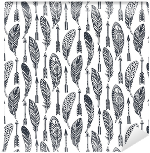 Vector Seamless Pattern With Hand Drawn Ornate Tribal - Drawing (400x400), Png Download