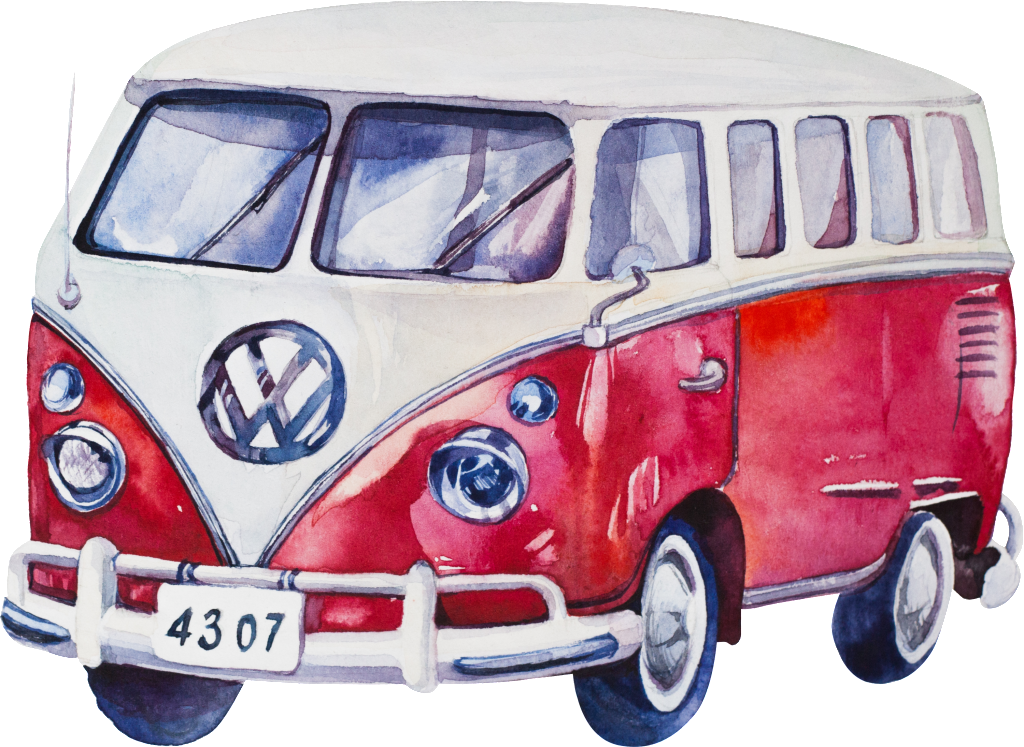 Red And White Hand Painted Car Watercolor Transport - Water Color Car (1024x747), Png Download