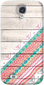 Tribal Aztec Wooden Teal Galaxy S4 Case - Andes Tribal Aztec Coral Teal Chevron Wood Pattern (480x480), Png Download