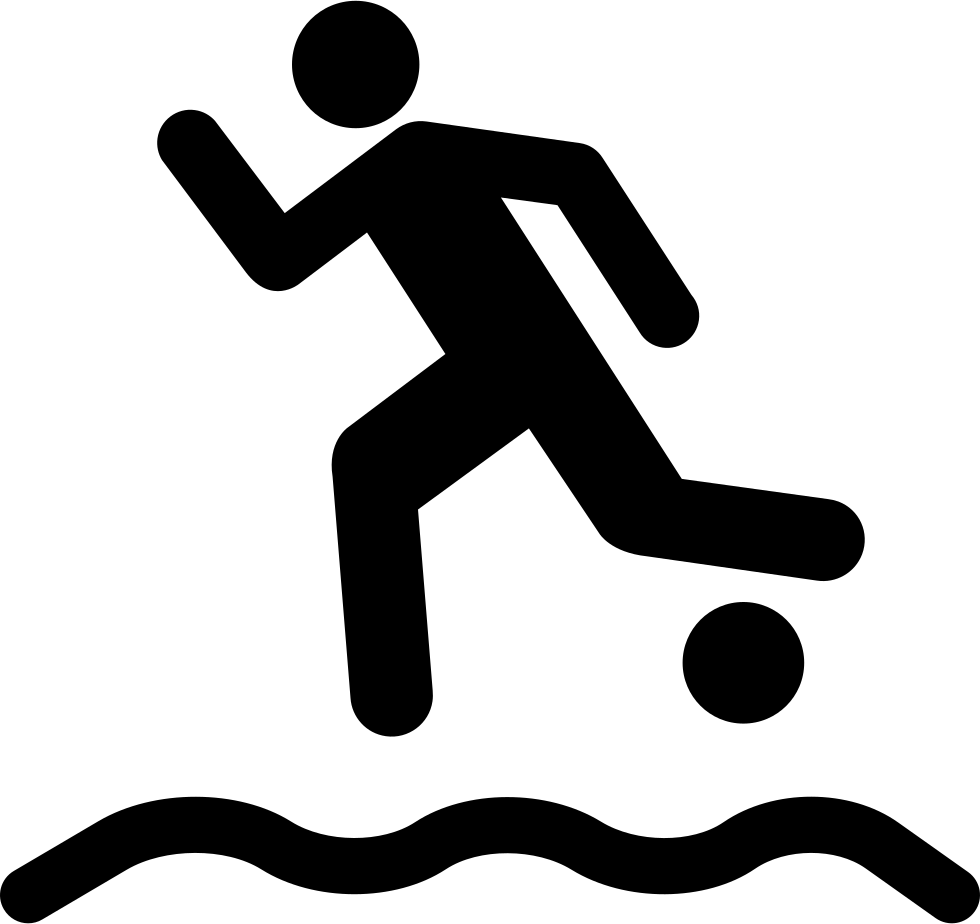 Beach Soccer Player Running With The Ball On The Sand (980x924), Png Download