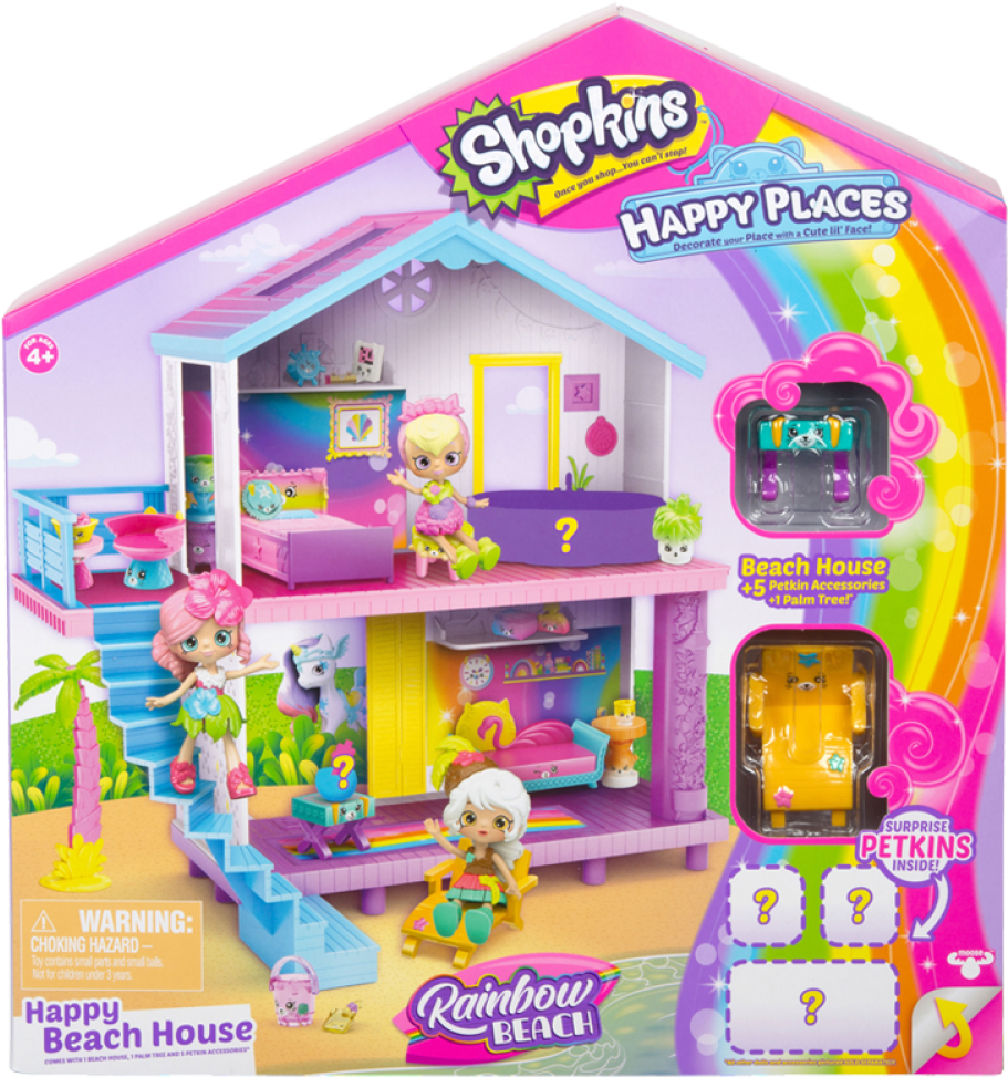 Shopkins Happy Places S5 Happy Beach Playhouse Set - Shopkins Happy Places Rainbow Beach (451x480), Png Download