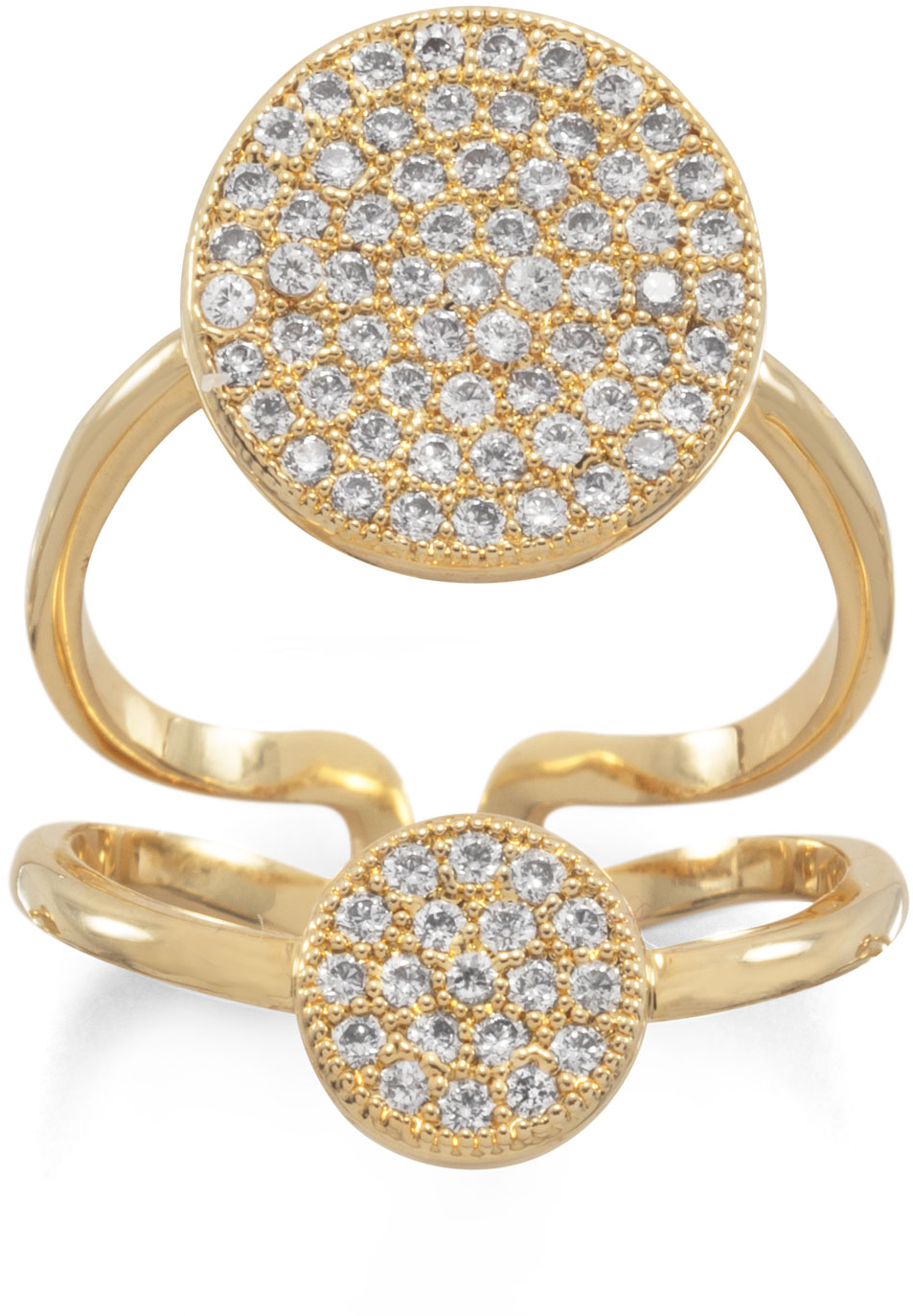 14 Karat Gold Plated Double Cz Circle Fashion Ring (1500x1500), Png Download